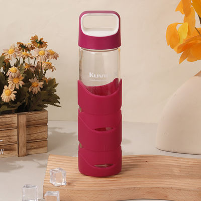 購入 550ml 漏れ防止 オーダーメイド 破れないガラス 飲み水 ボトル 広口 ガラス 水 ボトル シリコン 袖 と ハンドル 洗碗機 安全 online manufacture