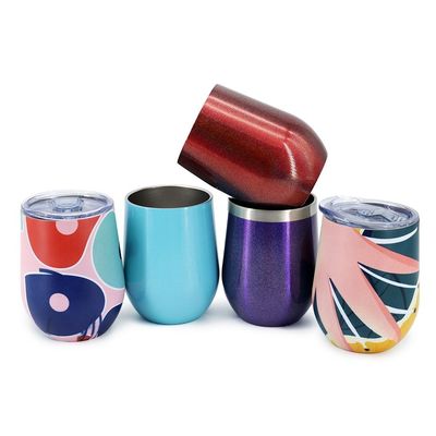 購入 卵形12オンス真空隔熱タンブラー ステンレス鋼ワインタンブラー 漏れ防止蓋付き 飲み物を冷たく熱く保つ 3-6時間 配慮したデザイン online manufacture