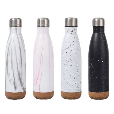 購入 コラ形ダブルウォール真空隔熱ステンレス鋼水瓶 500ml カスタム金属水瓶 コルク底付き スポーツ用 online manufacture