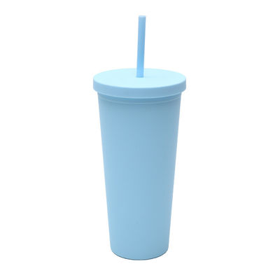 購入 710ml ダブルウォール プラスチックのタンブラー 卸し回用 スキニー 24オンス アクリルタンブラー 蓋とストローと 水 コーヒー 氷茶 柔らかい触覚仕上げ online manufacture