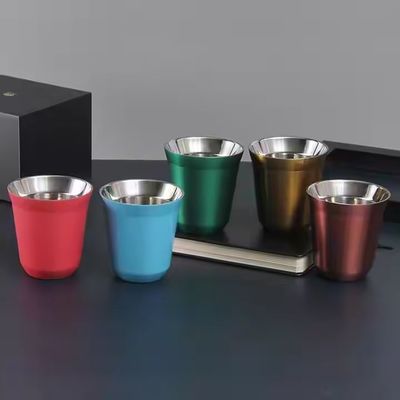 購入 多色 80ml 160ml カスタムステンレスステールコーヒーカップ 小型イタリアンステンレスステール ダブル壁エスプレッソカップ 完璧な温度維持 online manufacture