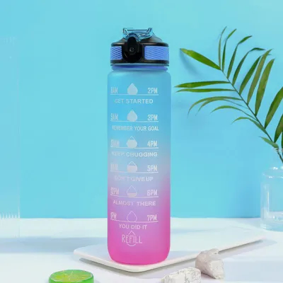 購入 防水トリタン水瓶 32オンス水瓶 時間マーカー BPAフリー 十分な水を飲むことを保証します フィットネスジム キャンプ 屋外スポーツ オンライン製造