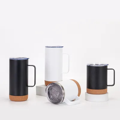 購入 漏れ防止 480ML 直のカスタム 真空隔熱 トンブル器 食器洗浄機 安全 ステンレス コーヒー カップ ハンドル コルク 底 旅行 カップ ユニバーサル サイズ オンライン製造