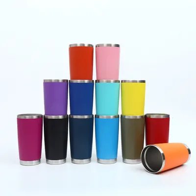 購入 旅行コーヒータンブラー 20オンス 蓋付き ステンレスステールカップ 熱冷の飲み物 粉末 黄色 オンライン製造