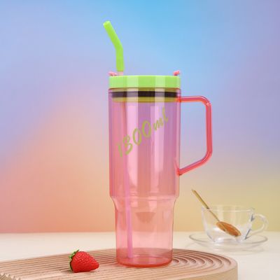 購入 カスタマイズされたロゴ 40オンス ハンドルストロー付きプラスチック水瓶 1200ml 大容量プラスチック再利用水瓶 密閉した二重壁付きセーフ オンライン製造