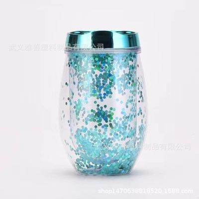 購入 Amazon U字型 12オンス ワイン グラス エッグ カップ 二重層 ポータブル プラスチック カップ アウトドア ドリンク ウォーター カップ オンライン製造