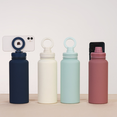 購入 New Cross-border Mobile Phone Magnetic Stand Water Cup Outdoor Large-capacity 1L Insulated Cup Stainless Steel Sports Water Bottle オンライン製造