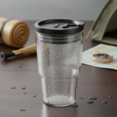 購入 スライド 閉じる プラスチック タンブラー ダブル ウォール 隔離容器 旅行 キャンプ 毎日の水分補給のために設計 オンライン製造
