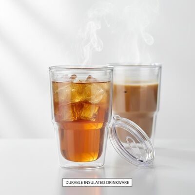 購入 二重壁断熱クリアプラスチックタンブラー、ホット・コールド飲料に最適な再利用可能なドリンクウェア、耐久性のあるデザイン オンライン製造