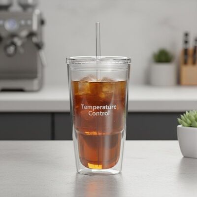 購入 飲み物の温度を保つ二重構造プラスチックタンブラー、クリアシリンダーデザイン、耐久性、再利用可能、軽量 オンライン製造