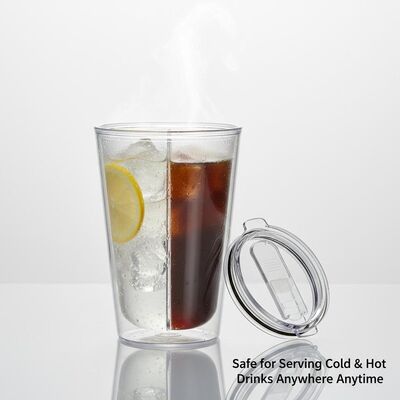 購入 プラスチック製のダブルウォールタンブラー 15オンス容量 BPAフリー素材 いつでもどこでも冷たい熱い飲み物を飲める安全 オンライン製造