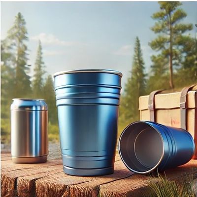 食器洗浄機 安全 16オンス メタリックブルー アルミ キャンプカップ 軽量 耐久性 アルミ 絶縁 カップ 再利用 アルミ カップ 屋外用 軽量