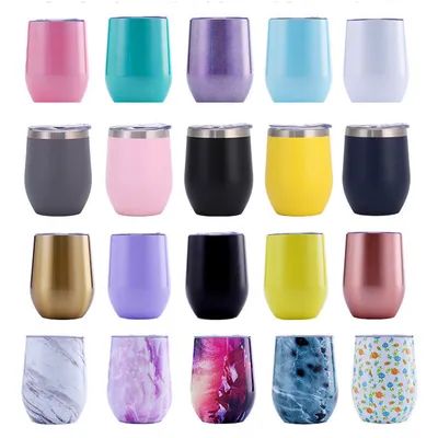 12オンス 蓋とストローのステンレスステールステンレスワインタンブラーとワインタンブラー