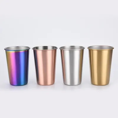 4 枚 積み立てられる ステンレス スチール キッズ トンブラー 頑丈で使いやすい メタル カップ 学校やピクニック