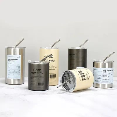 ホットセール キャンプ オーム エステティック 旅行 コーヒー カップ ステンレス ステンレス ストロー付き サーモス カップ