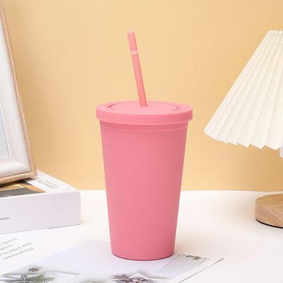 ファッションキャンディー カラー 450ml 水瓶 隔離型 ダブルウォール プラスチック 水瓶 牛乳用ストロー付き 軽量 カスタマイズされた色とロゴ