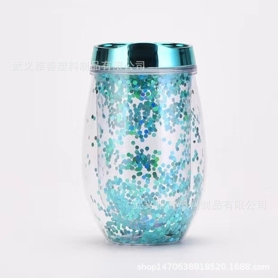Amazon U字型 12オンス ワイン グラス エッグ カップ 二重層 ポータブル プラスチック カップ アウトドア ドリンク ウォーター カップ
