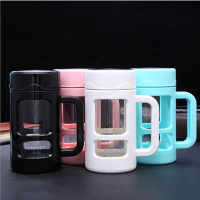 オーダーメイド モダン 16oz 450ml ガラス 隔熱水瓶 お茶インフューザー ガラス水瓶 保護用袖ケース ハンドル 広い口 大容量