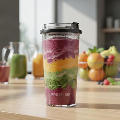 接客業の冷たい飲み物スムージーやジュースに適したスライド閉鎖プラスチックタンブラーシリンダー